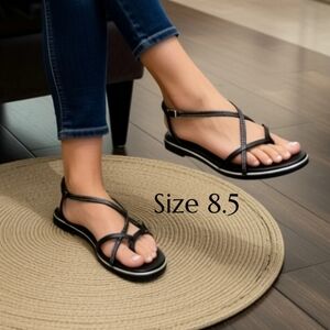 Bebe Black Strappy Flat  Sandals Size 8.5